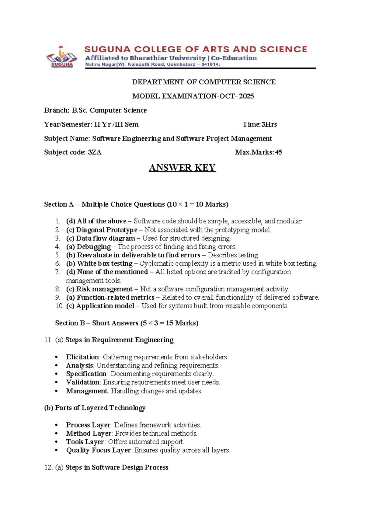 SPM 3ZA - Software Engineering & Project Management Answer Key - Studocu