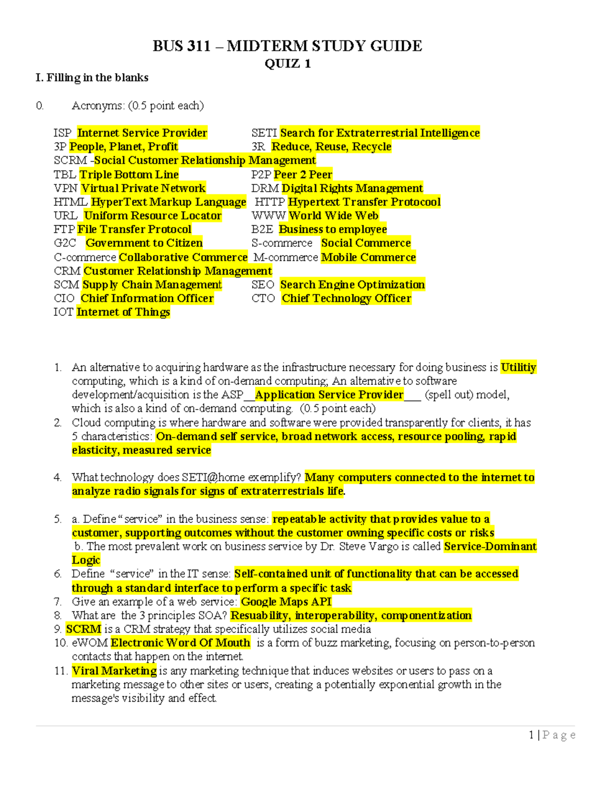 BUS 311 MIDTERM STUDY GUIDE: Key Concepts & Review Questions - Studocu