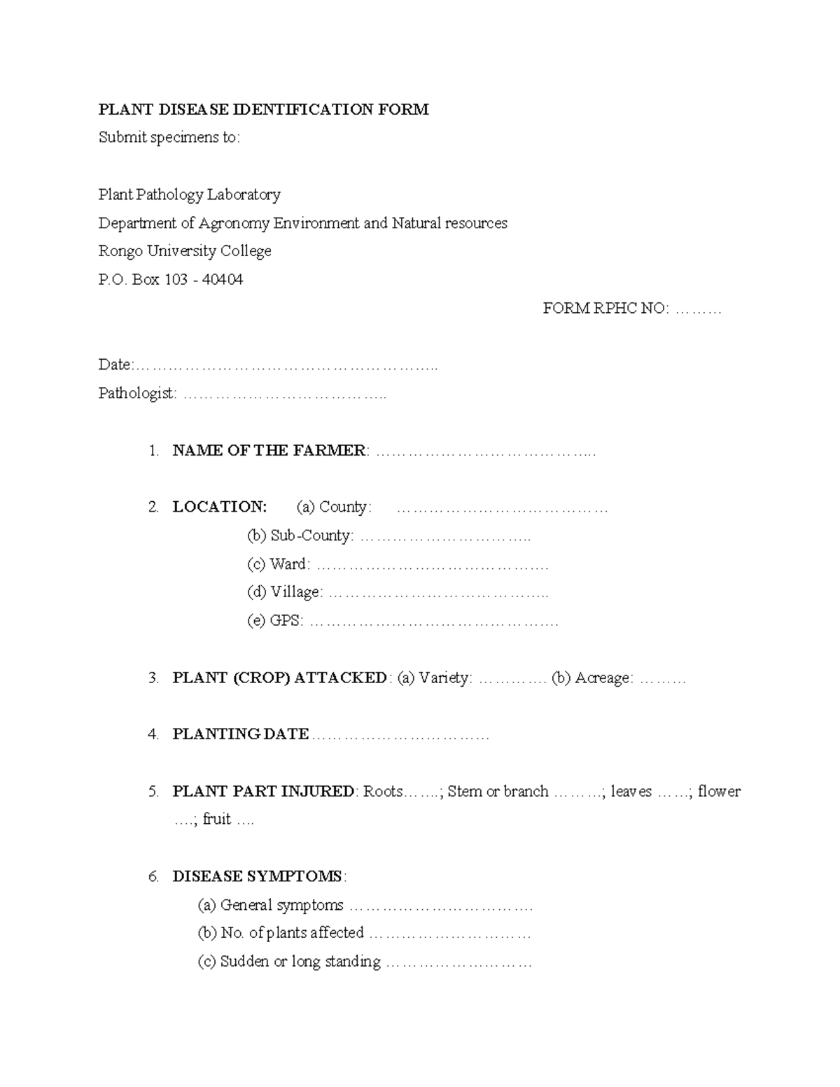Lecture Notes on Plant Disease Identification & Epidemiology (AGRON ...