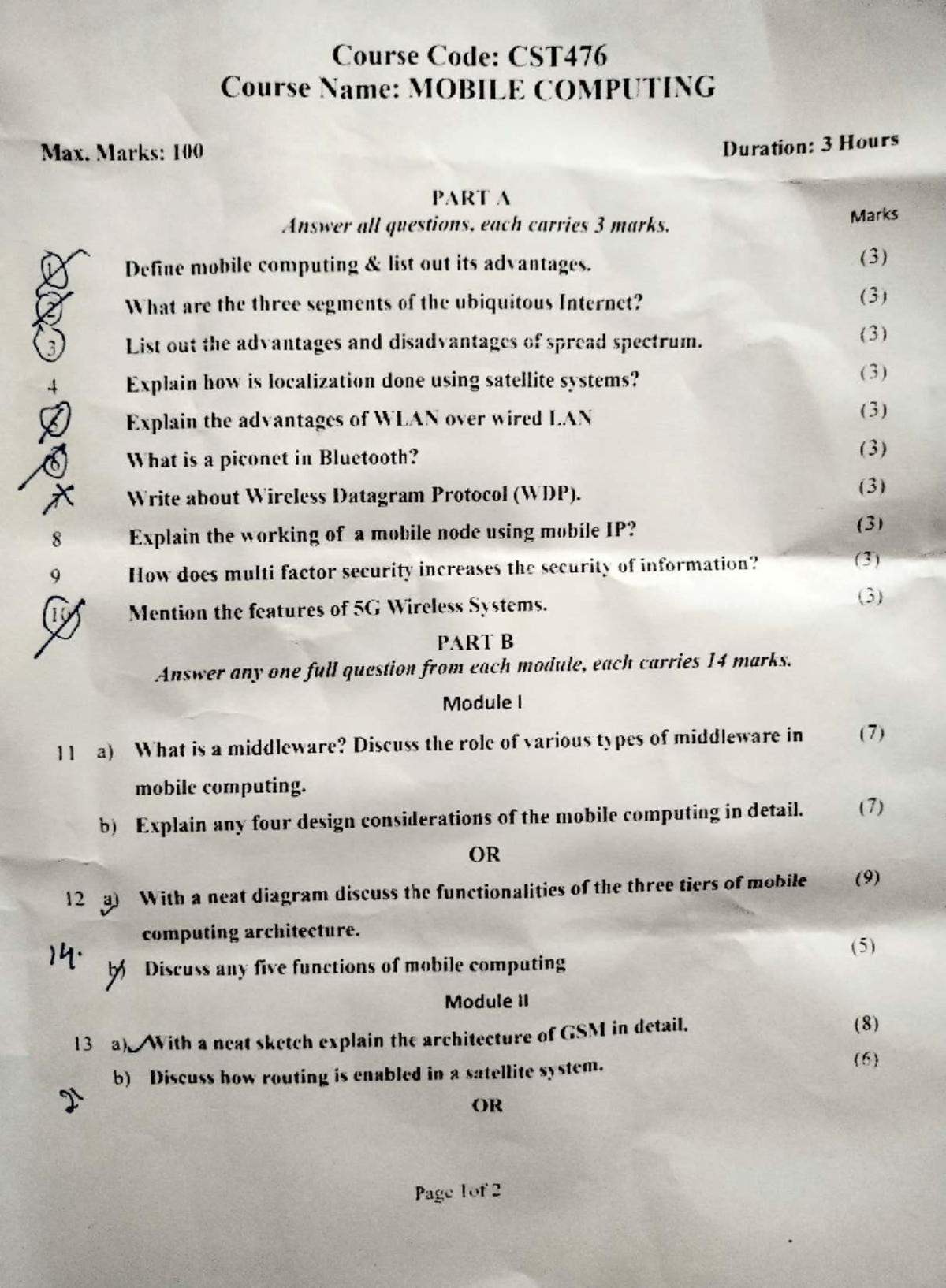 CST476 Mobile Computing: Comprehensive Question Paper Guide - Studocu