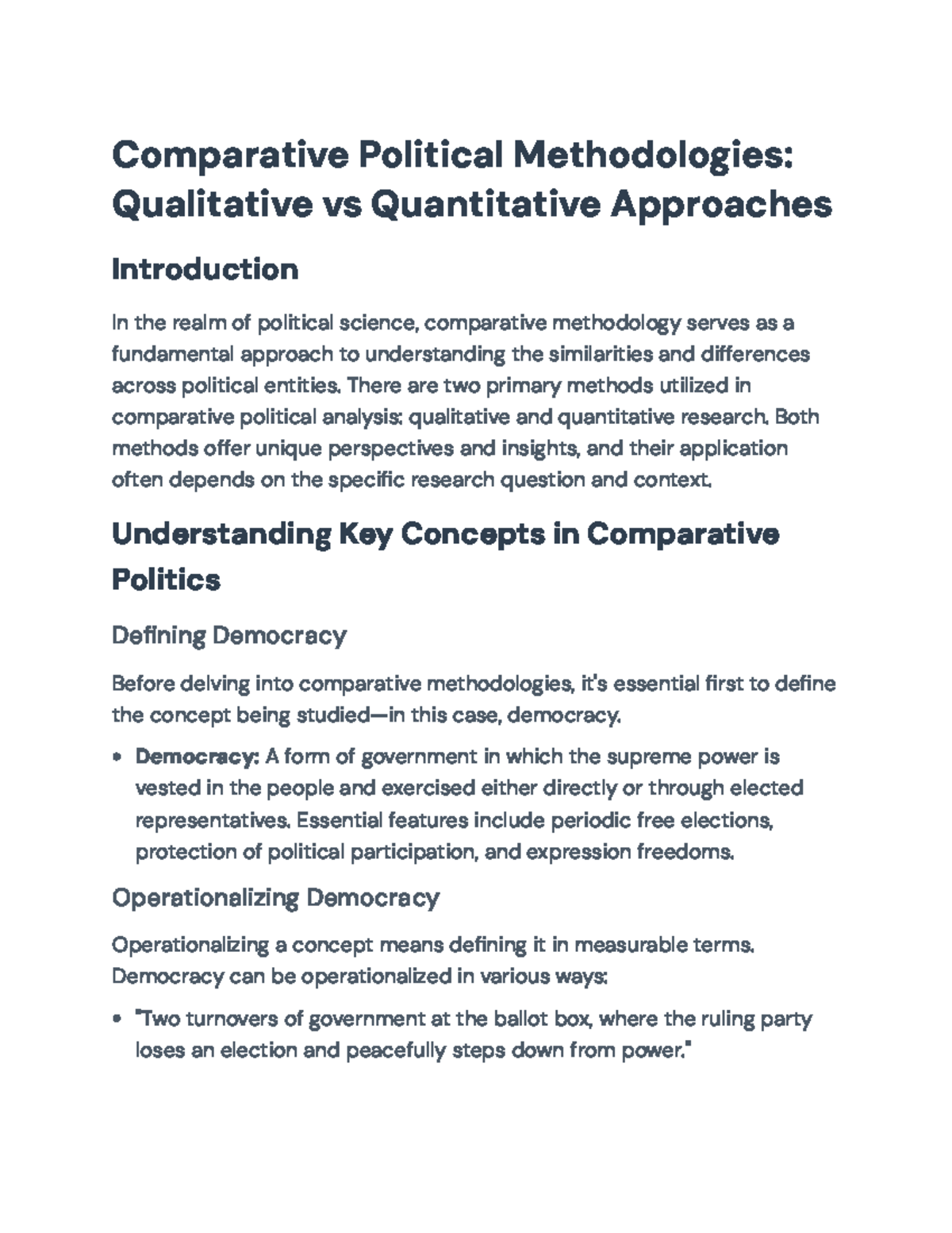Comparative Political Methodologies: Qualitative vs Quantitative ...
