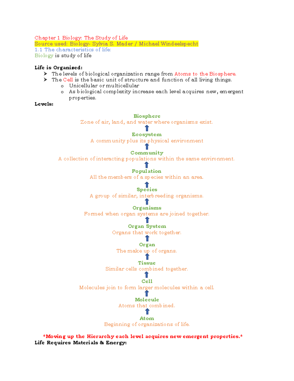 Biology 101: Chapter 1 - The Study of Life Overview and Key Concepts ...