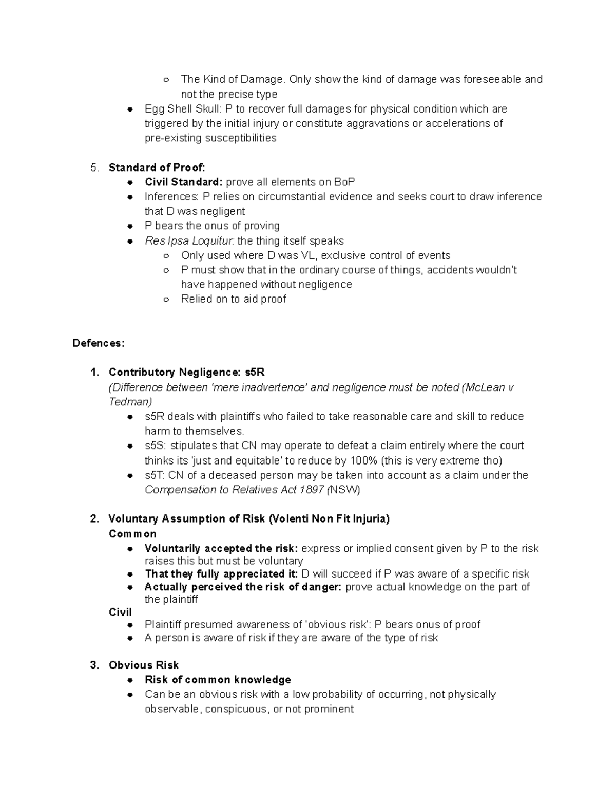 Torts Case Law Overview - Key Principles and Defenses Explained - Studocu