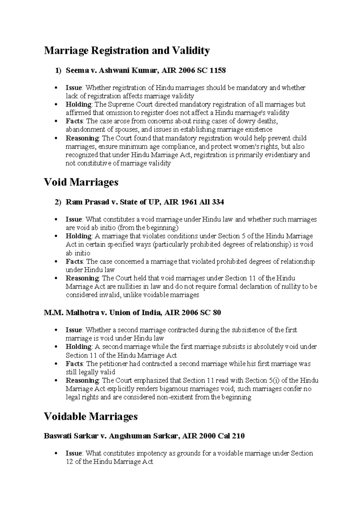 Family Law Cases Analysis: Marriage Registration, Validity & Adoption ...