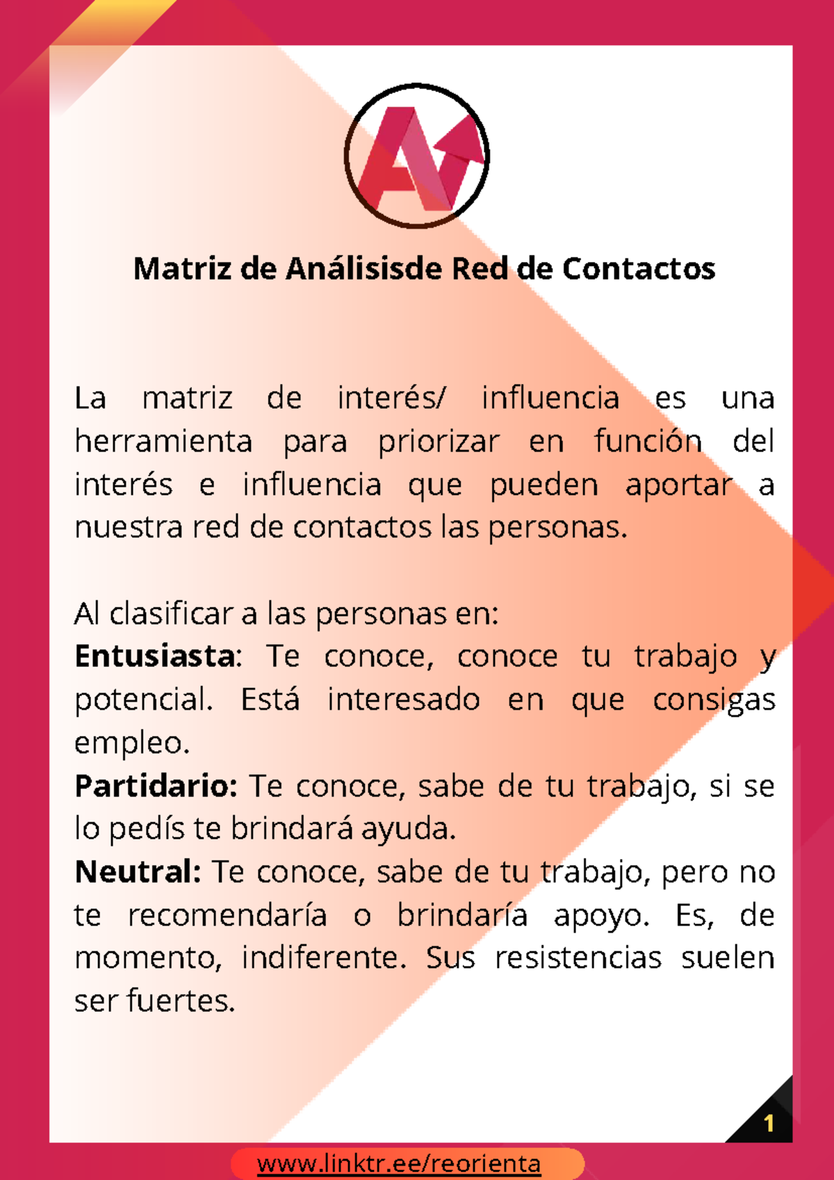 Matriz de Análisis de Red de Contactos: Estrategias de Networking - Studocu