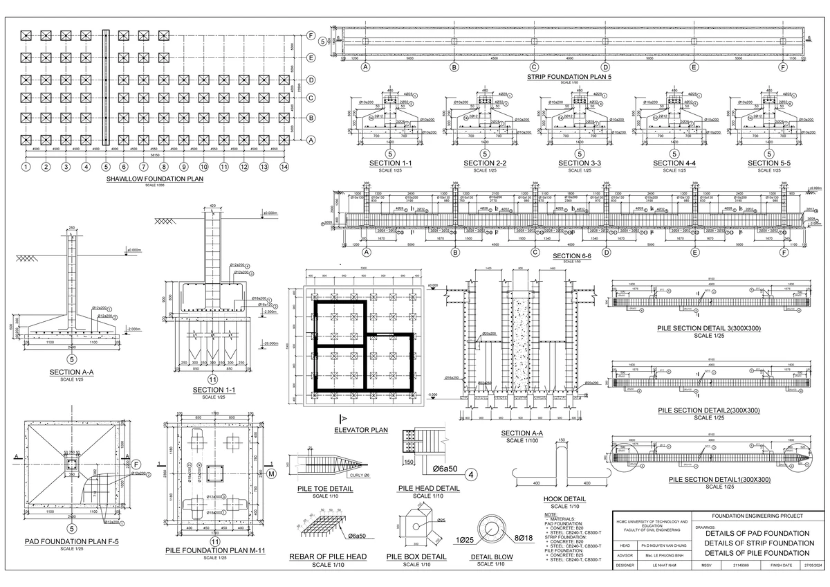 Foundation Engineering Project Drawings: PAD, PILE, and STRIP ...