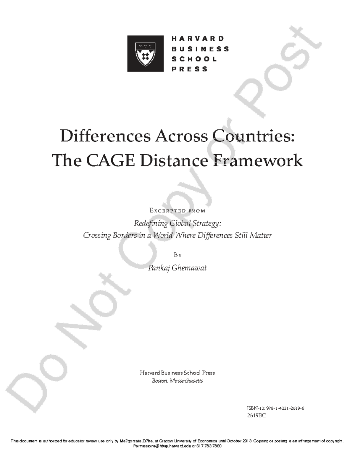 CAGE Framework Analysis: Understanding Country Differences in Global ...