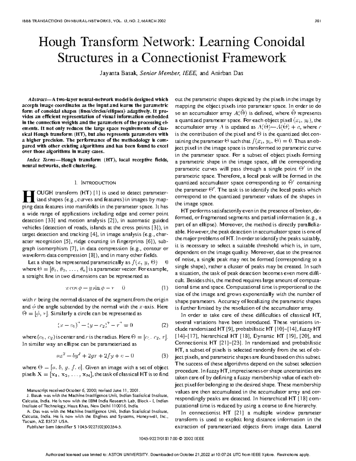 Hough Transform Network Learning for Conoidal Structures in Neural ...