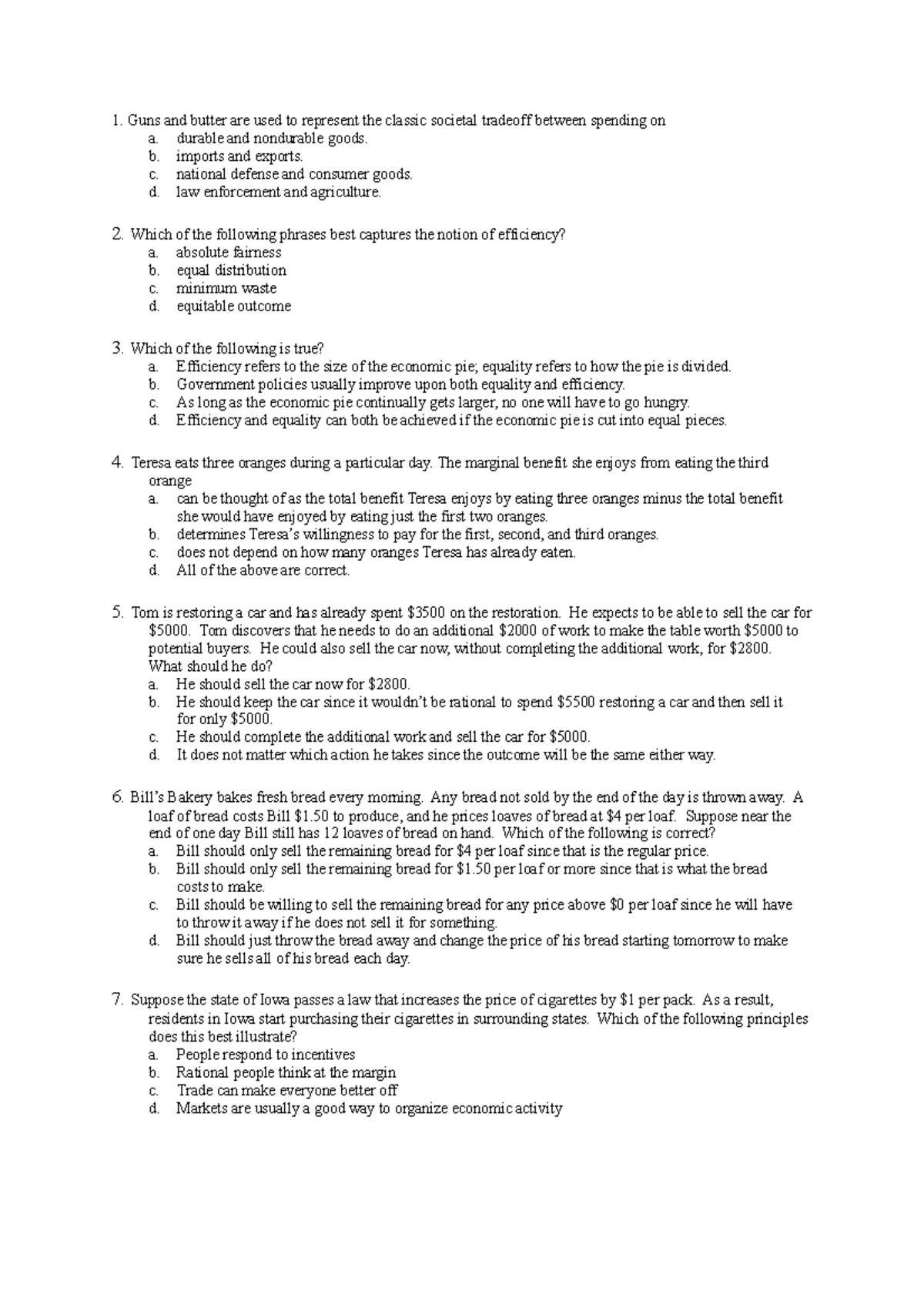 MC Eco111 - Midterm Exam Study Notes on Key Economic Concepts - Studocu