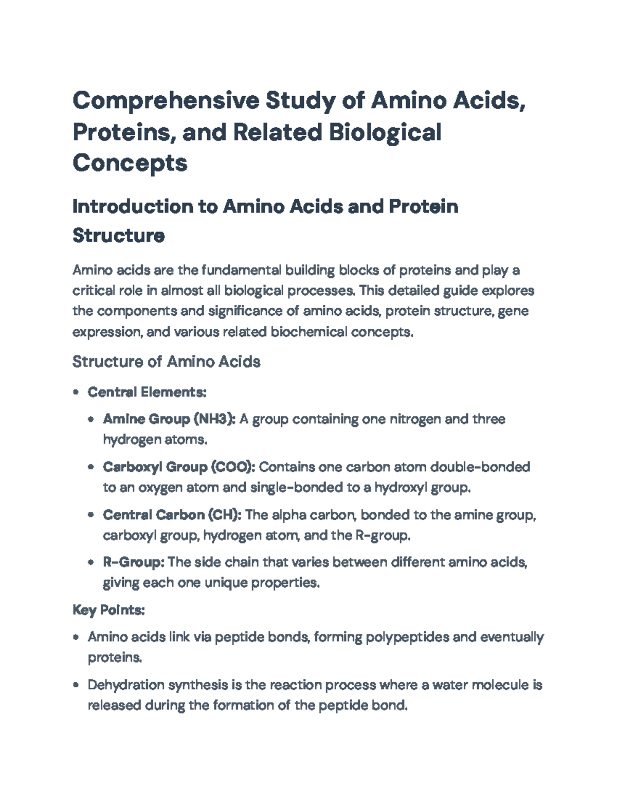 Comprehensive Guide to Amino Acids & Proteins (BIO101) - Comprehensive ...