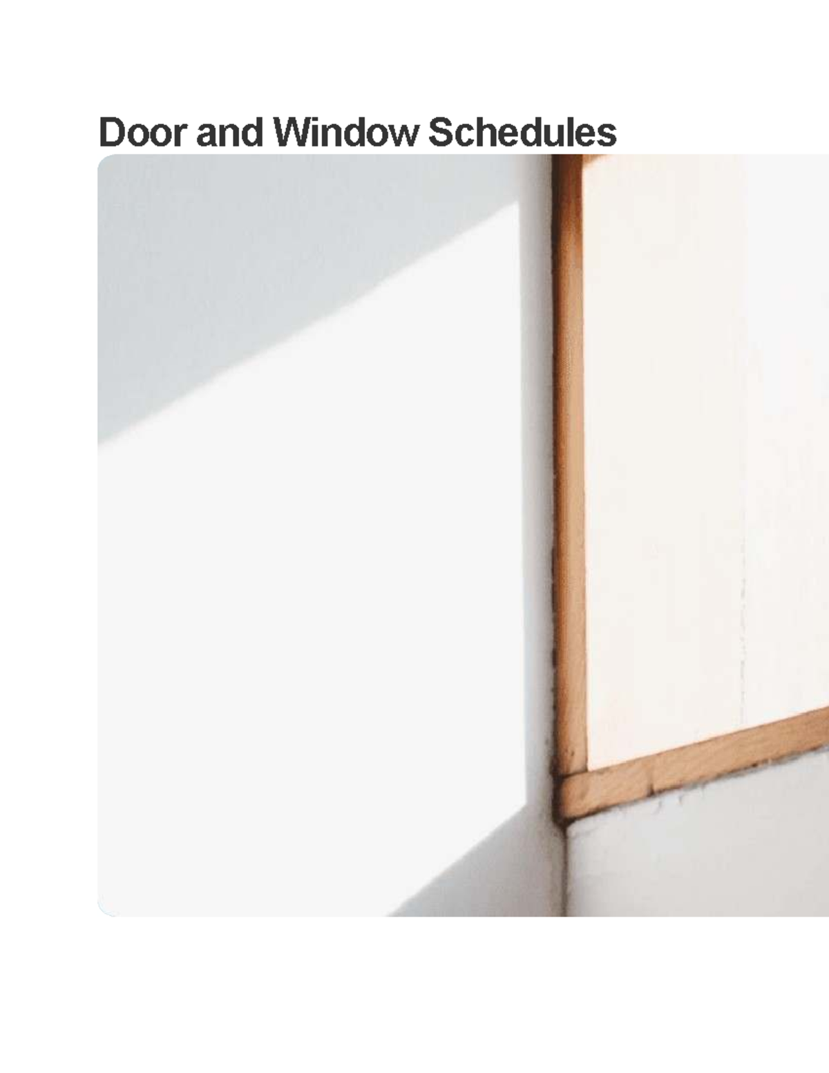 DOOR & WINDOW SCHEDULES: Importance & Best Practices - Studocu