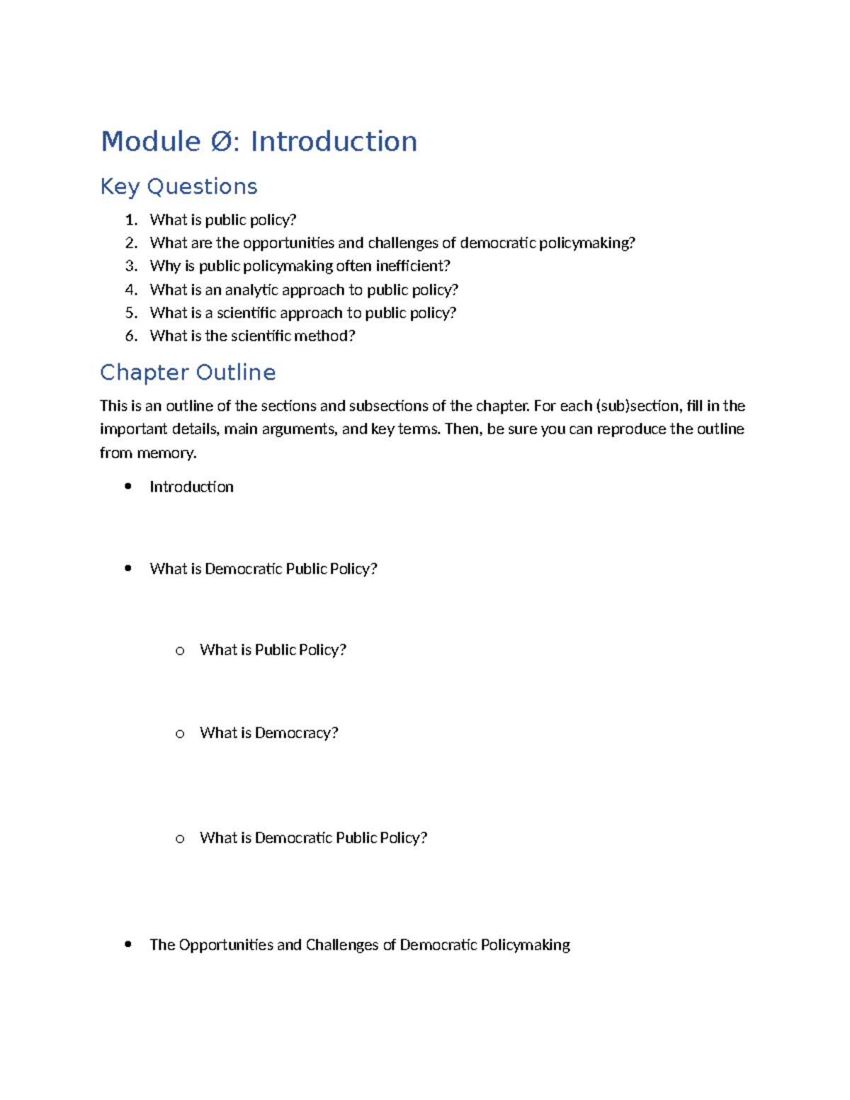 Public Policy Study Guide: Key Concepts & Models (Module Ø) - Studocu
