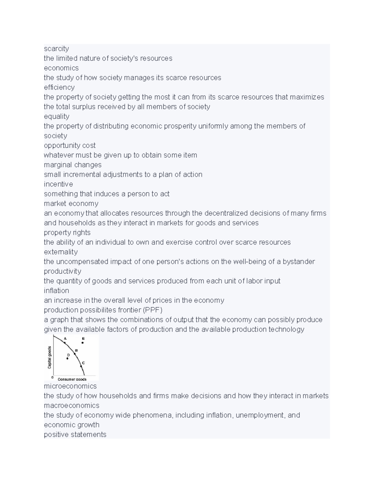 Econ 1100 Final Exam Study Notes: Key Economic Concepts Part 1 - Studocu