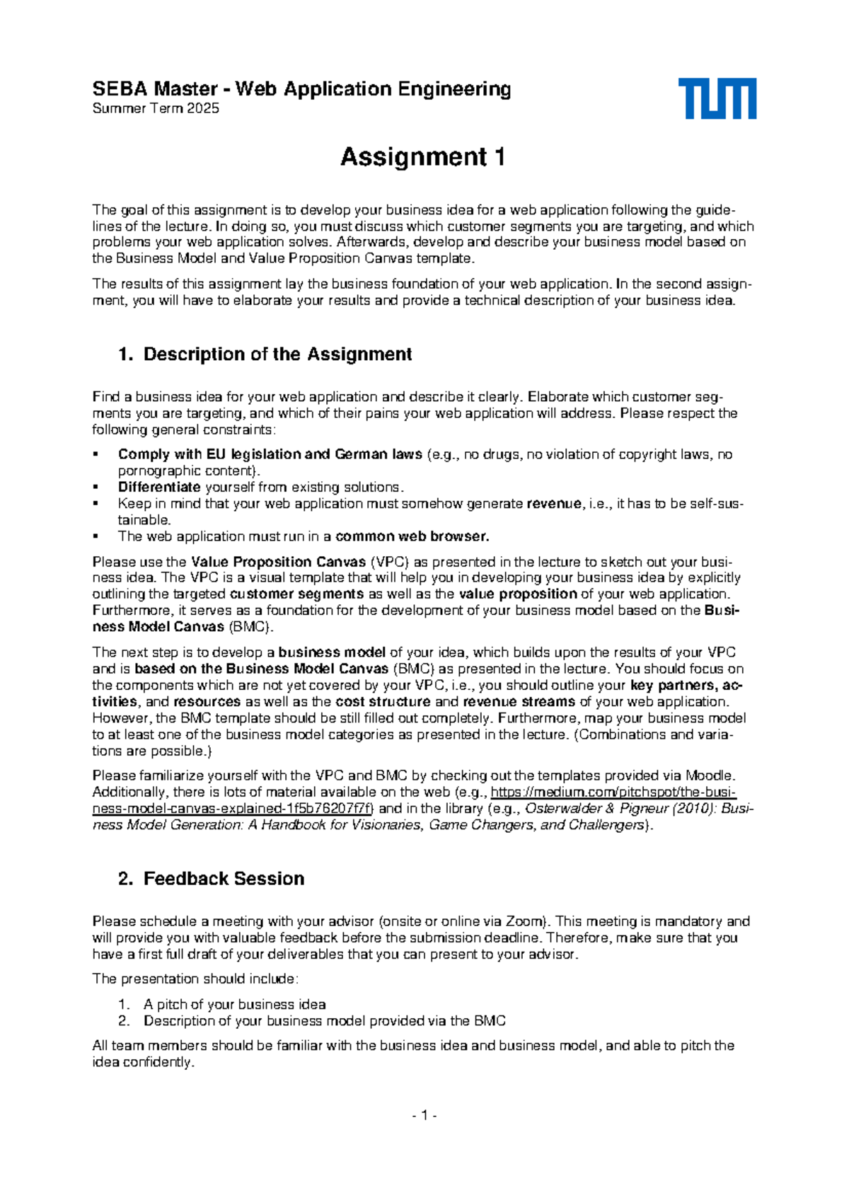 SEBA Master Web App Engineering Summer 2025: Assignment 1 Guide - Studocu