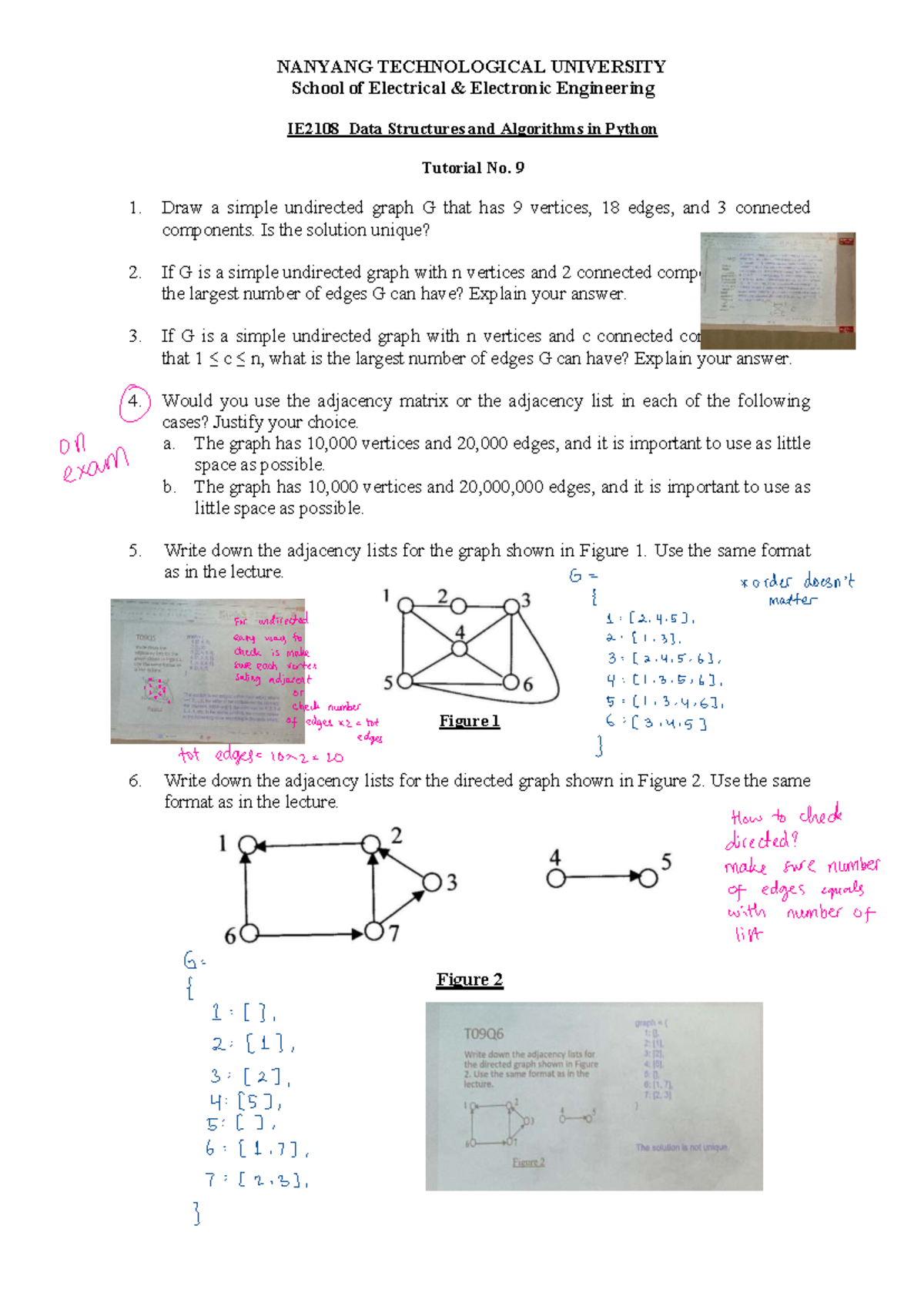 IE2108 Tutorial 9: Graph Theory and Adjacency Lists in Python - Studocu