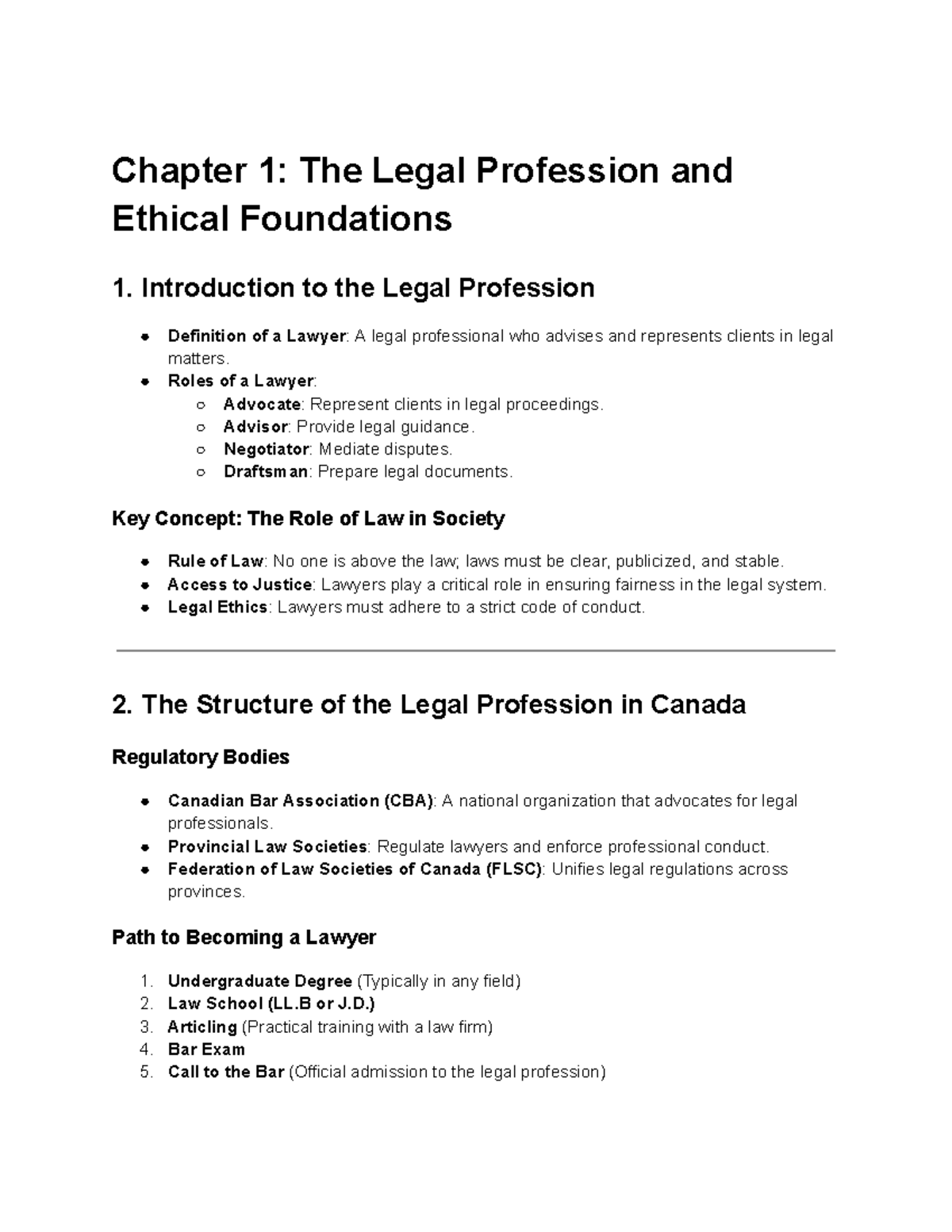 Chapter 1: The Legal Profession & Ethical Foundations (LAW 101) - Studocu