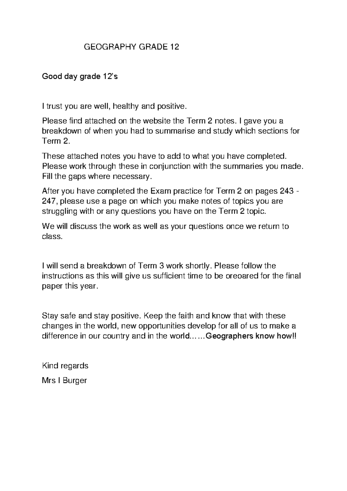 Gr12 Geography - Term 2 Settlement Geography Study Notes - Studocu