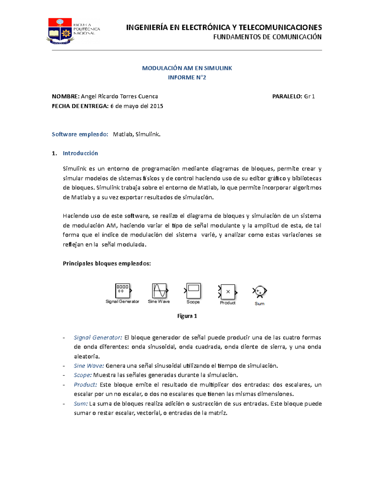 Informe N°2: Modulación AM en Simulink - Fundamentos y Resultados - Document Preview