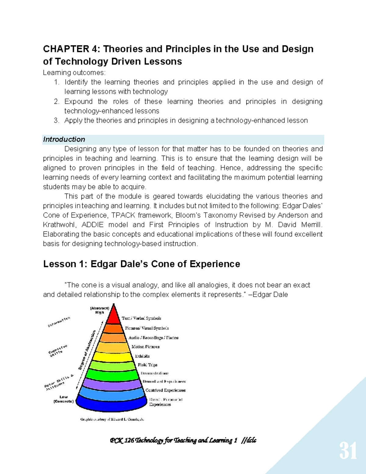 PCK 126 Technology for Teaching and Learning 1: Theories & Principles ...