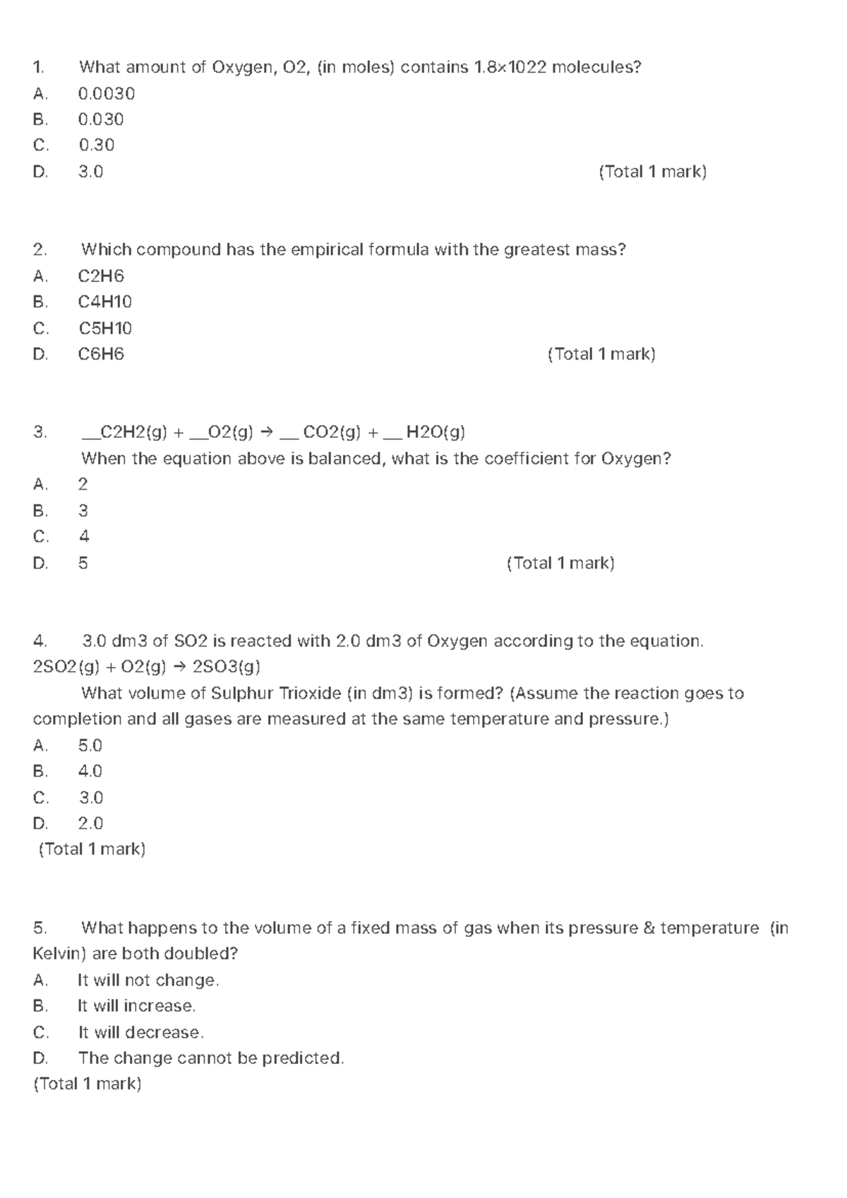 S1.4 Problems - Lecture Notes on Gas Laws and Reactions - Studocu