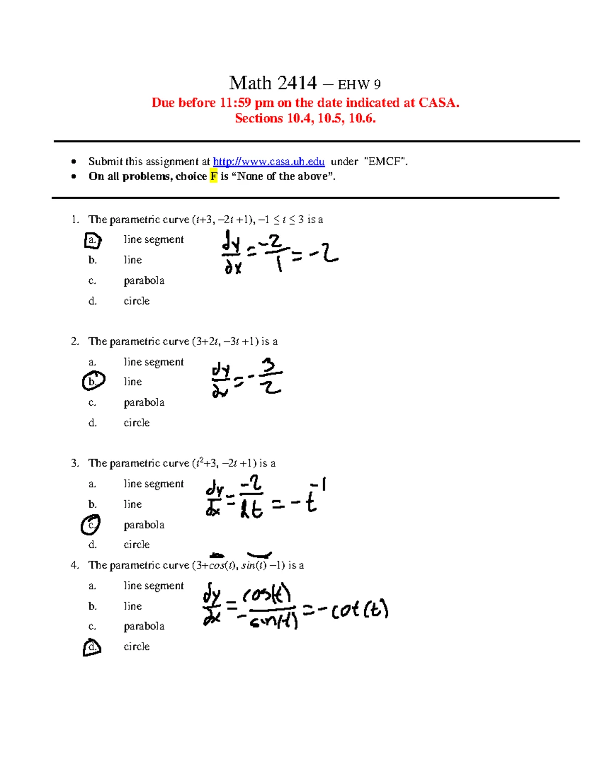 MATH 2414 - Calculus II Written Homework Assignment 3 Solutions - Studocu