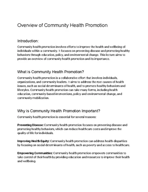 Health Promotion - Study Notes & Assignments - Studocu
