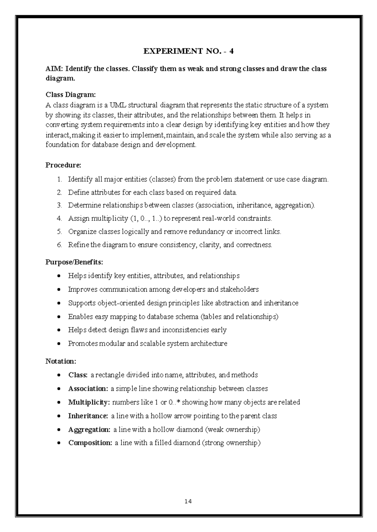 Lab Report: UML Class, State Chart, and Component Diagrams (Exps 4-8 ...
