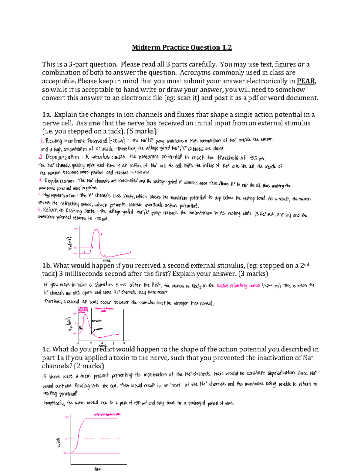 Midterm 1.2 Practice Question - This is a 3-part question. Please read ...