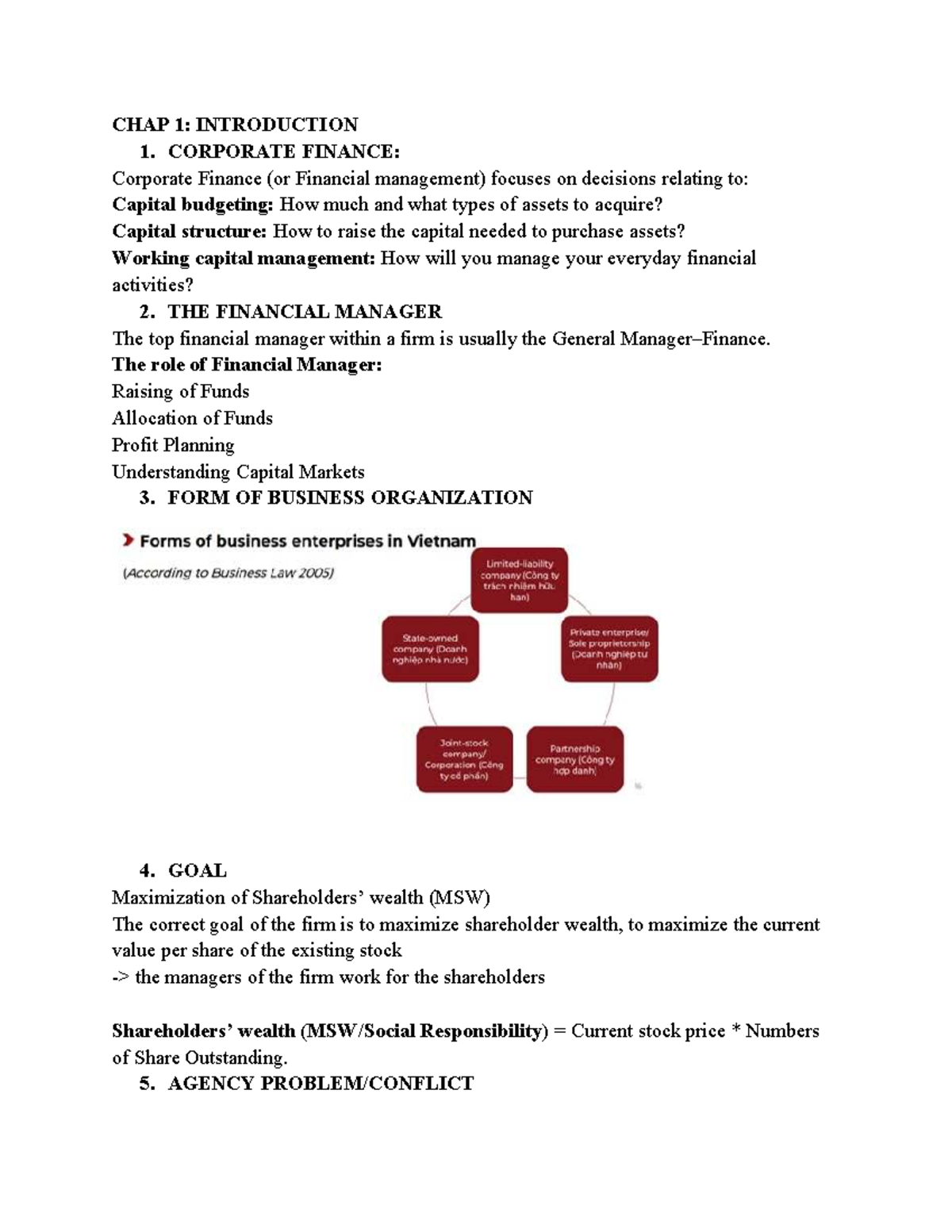TCDN - Corporate Finance Overview and Key Concepts - Studocu