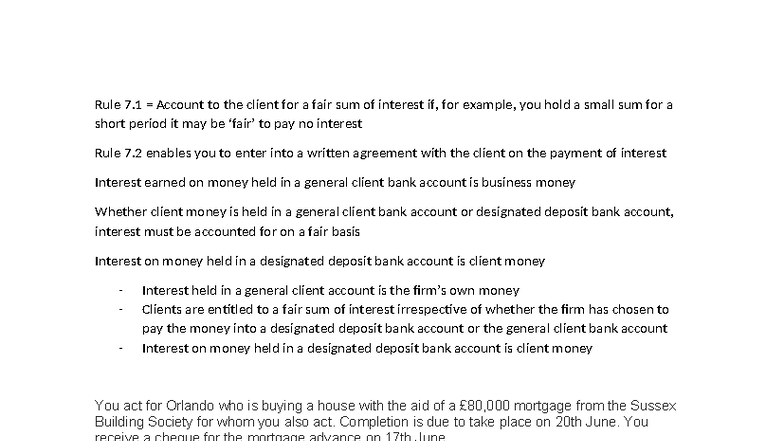 Consolidation Unit 1-2: Client Money & Interest Rules in Solicitor ...