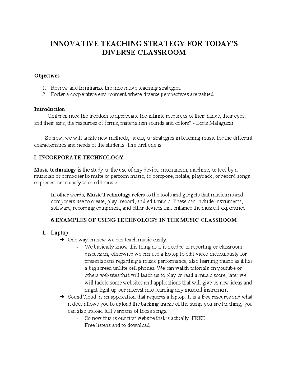 Innovative Teaching Strategies for Diverse Classrooms: Music Tech ...