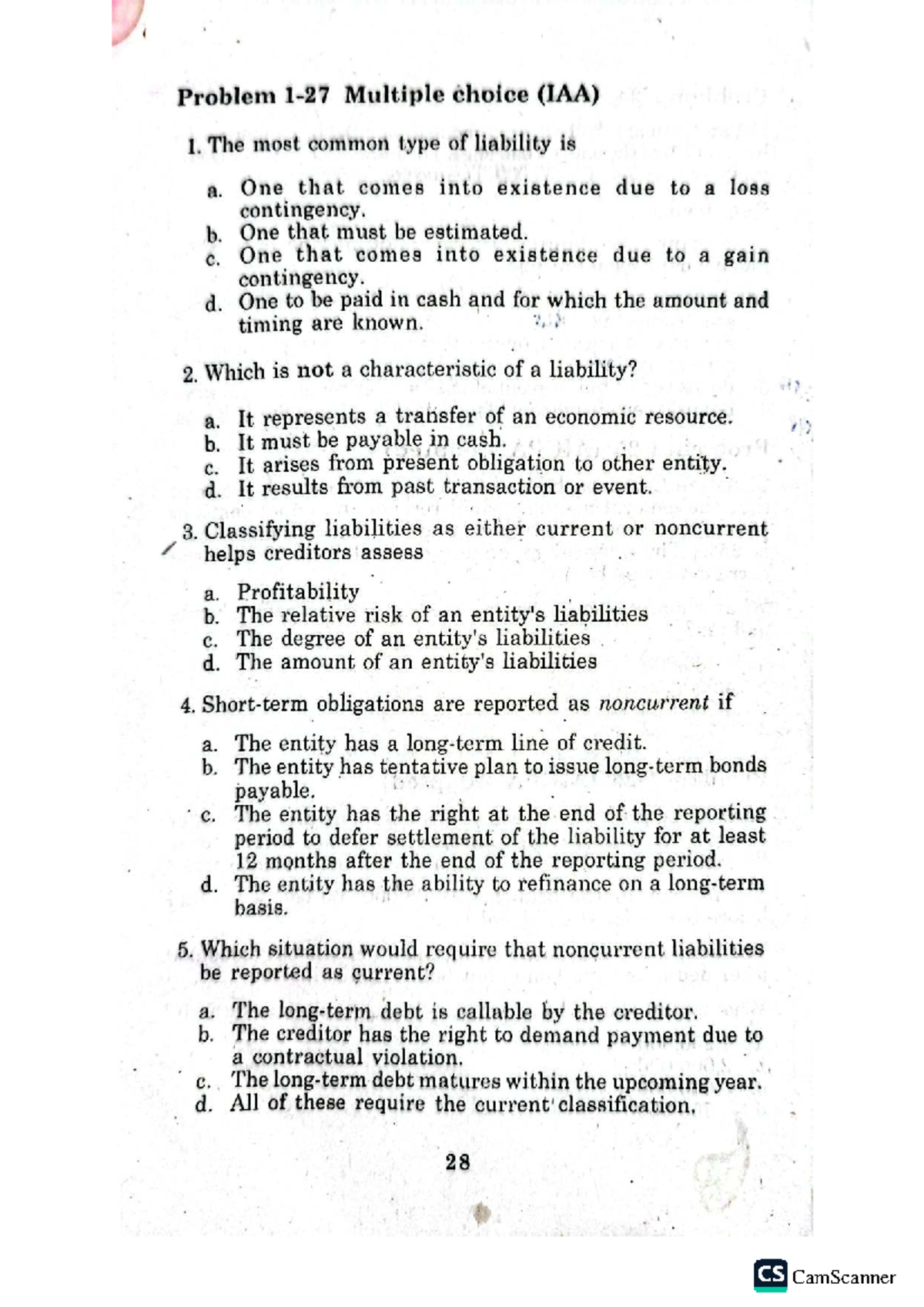 Problem Multiple Choice Questions (IAA) - Exercise 1f - Studocu