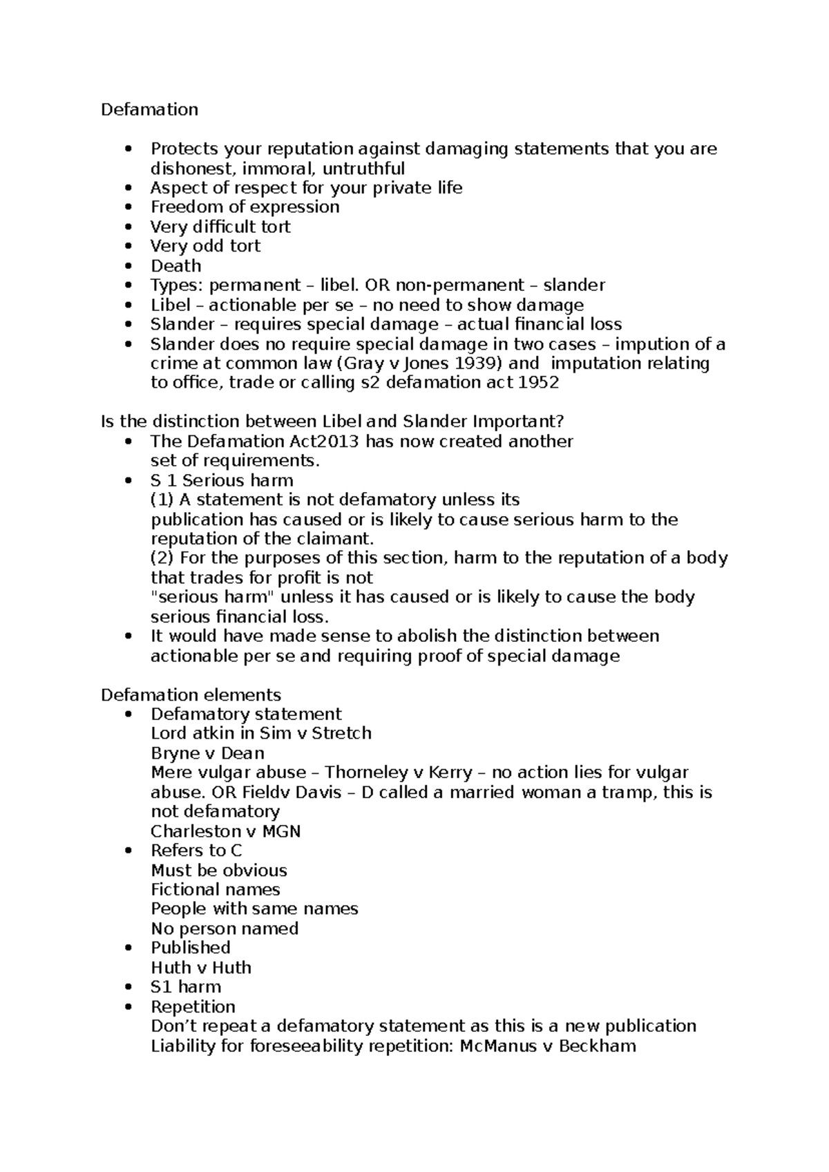 Defamation Law Insights: Principles, Types & Case Studies (LAW101 ...