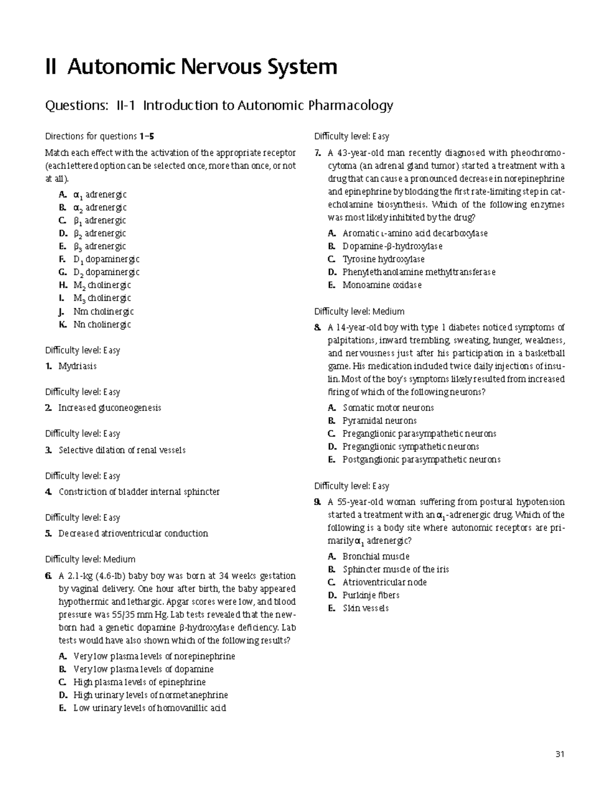 ANS 101 Autonomic Nervous System MCQ Review - Practice Questions - Studocu