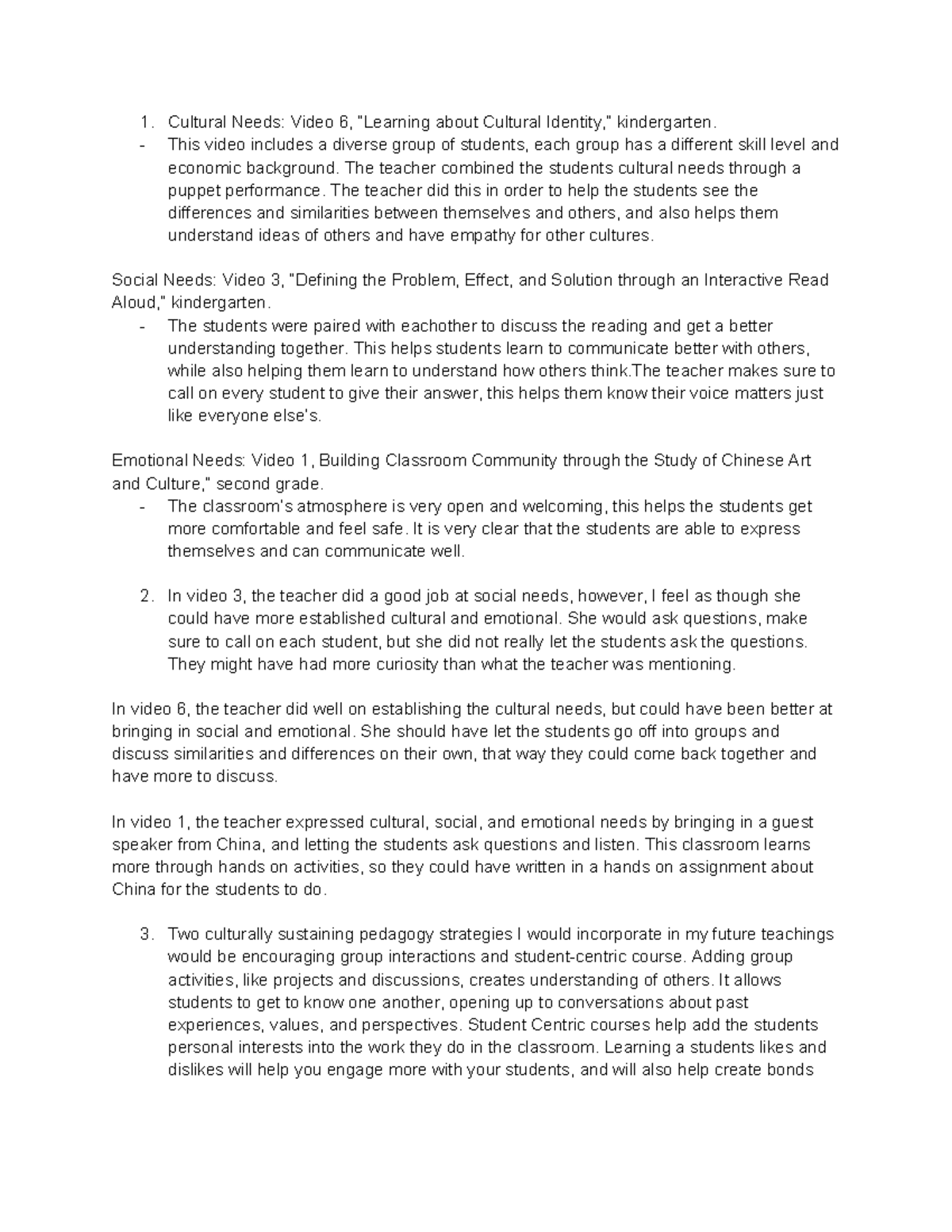 Cultural Needs and Pedagogy Strategies: WGU Task 1 Analysis - Studocu