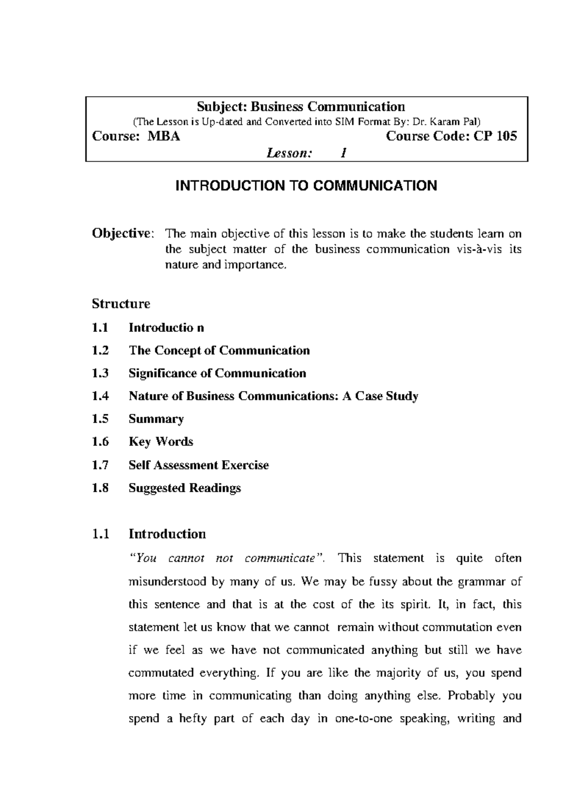 Business Communication: Lecture Notes for MBA CP 105 - Studocu