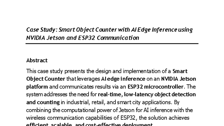 Case Study 4 - CS: Smart Object Counter with AI Edge Inference - Studocu