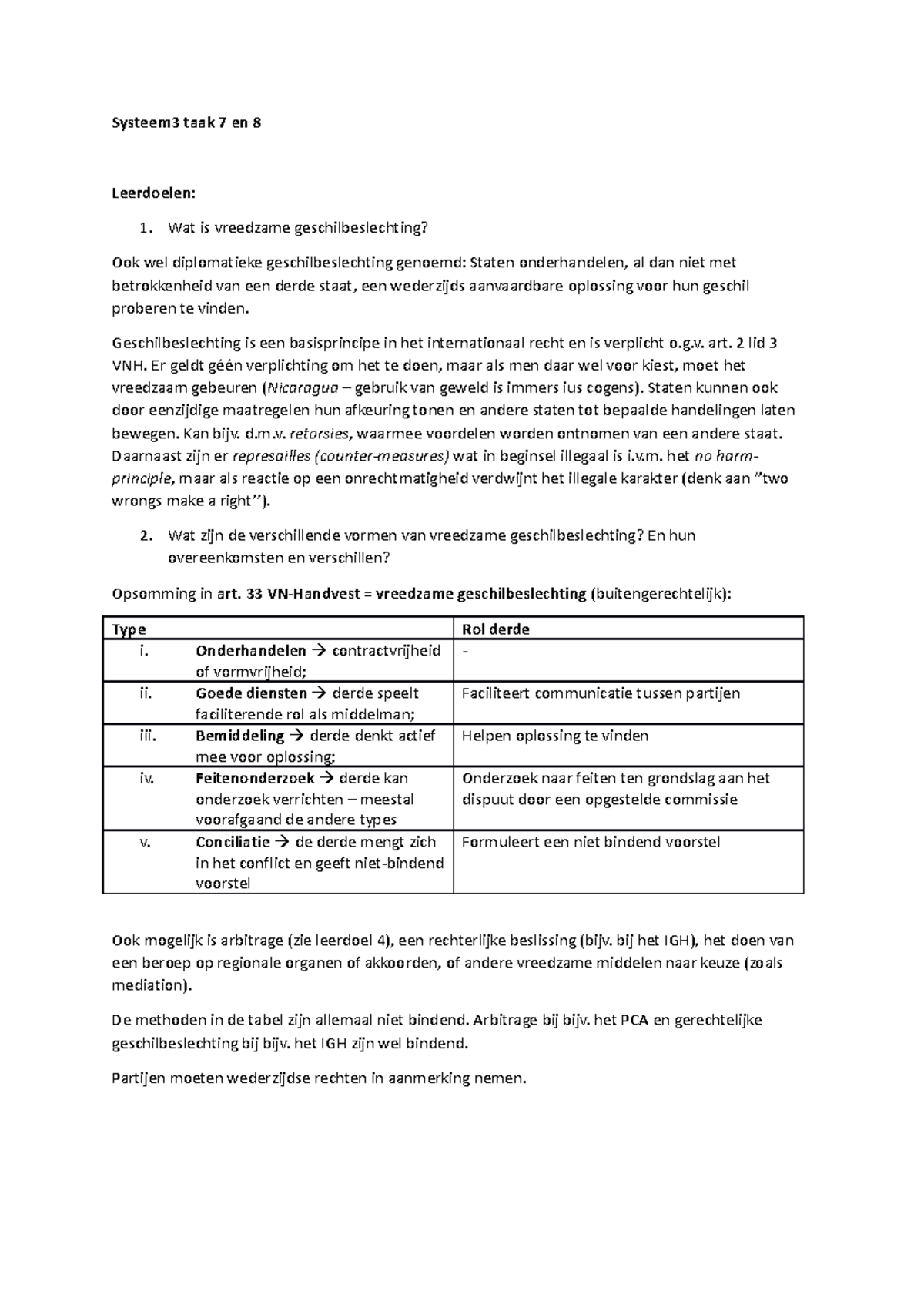Systeem 3 Taak 7 & 8: Vreedzame Geschilbeslechting en Rechtsmacht ...