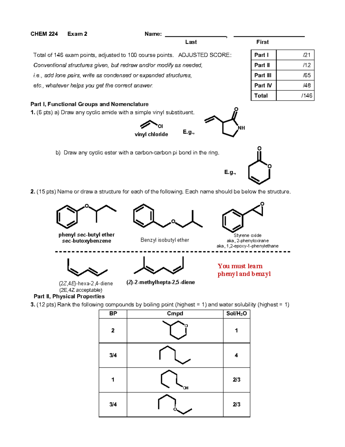 CHEM 224 Exam 2 S25 Key - Organic Chemistry 2 Solutions - Studocu