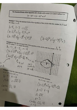 Circle Equations - Study Notes & Assignments - Studocu