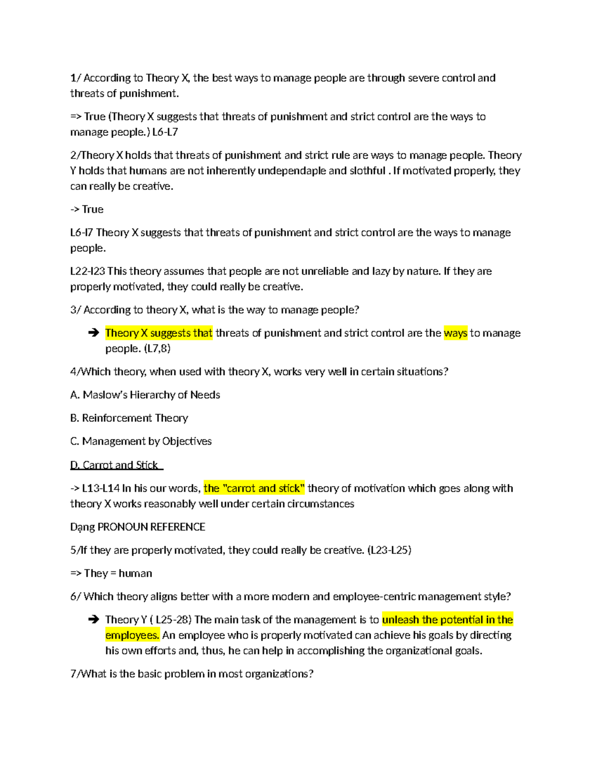 3. Q&A - Theory X and Theory Y Management Concepts - Studocu