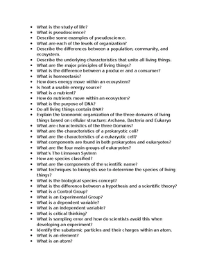 BIOL 101 Midterm Study Guide: Key Concepts in Life Science - Studocu
