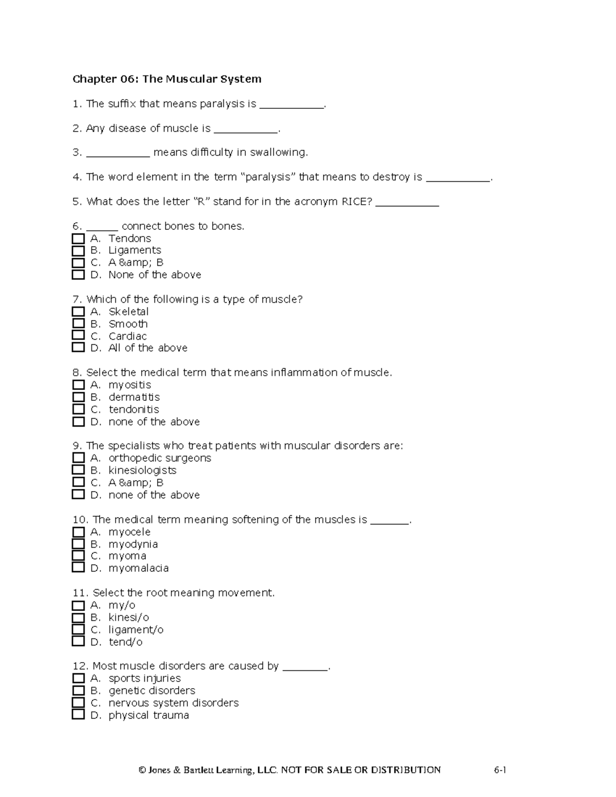 Med Term WKST CH06 - Muscular System Worksheet and Review - Studocu