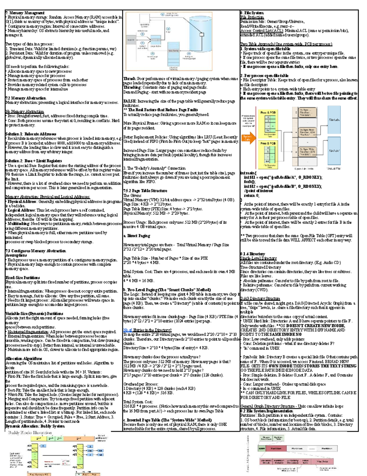 CS2106 Final Exam Cheatsheet: Memory Management & File Systems - Studocu