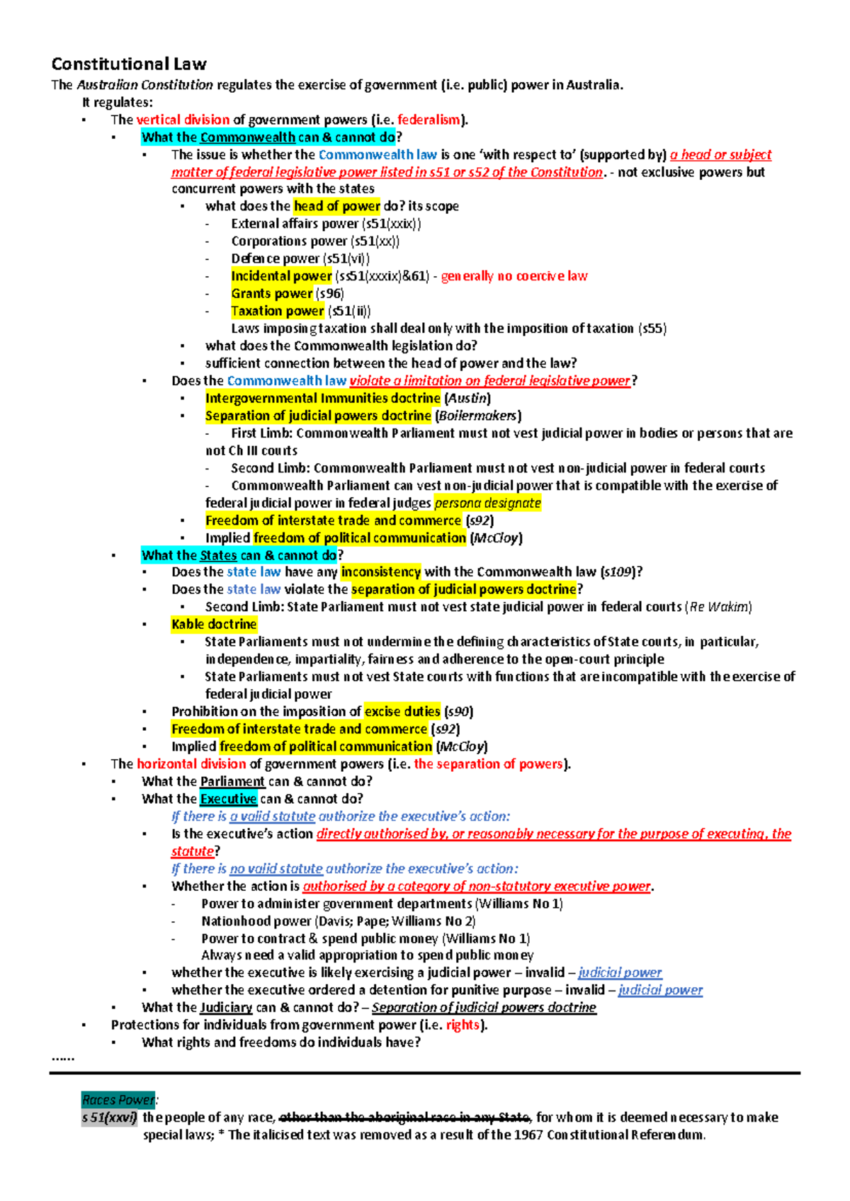 Exam notes for final - constitutional law - Constitutional Law The ...