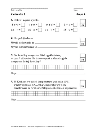 Sprawdzian Semestralny z Matematyki dla Klasy I - Edukacja Matematyczna
