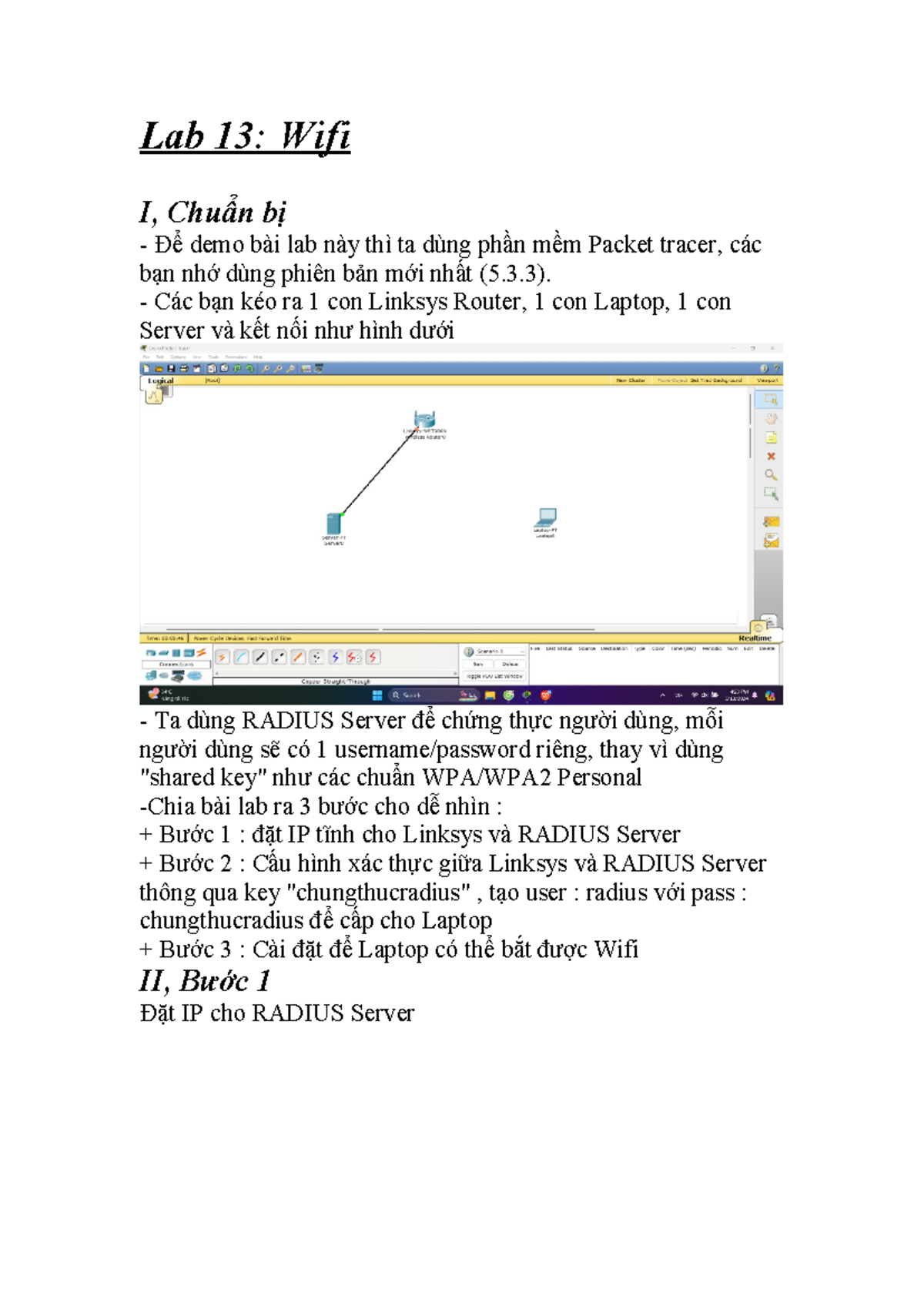 Lab 13 - Configuring Wifi with RADIUS Server Authentication - Studocu