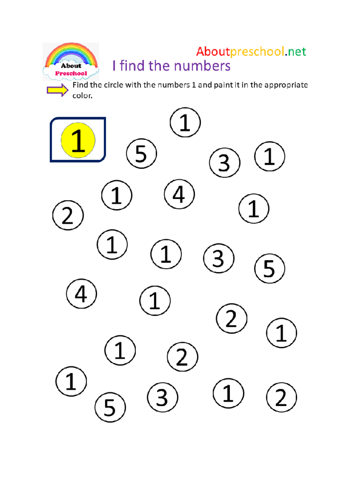 Identifying Numbers Activity for Preschool - N/A - Studocu
