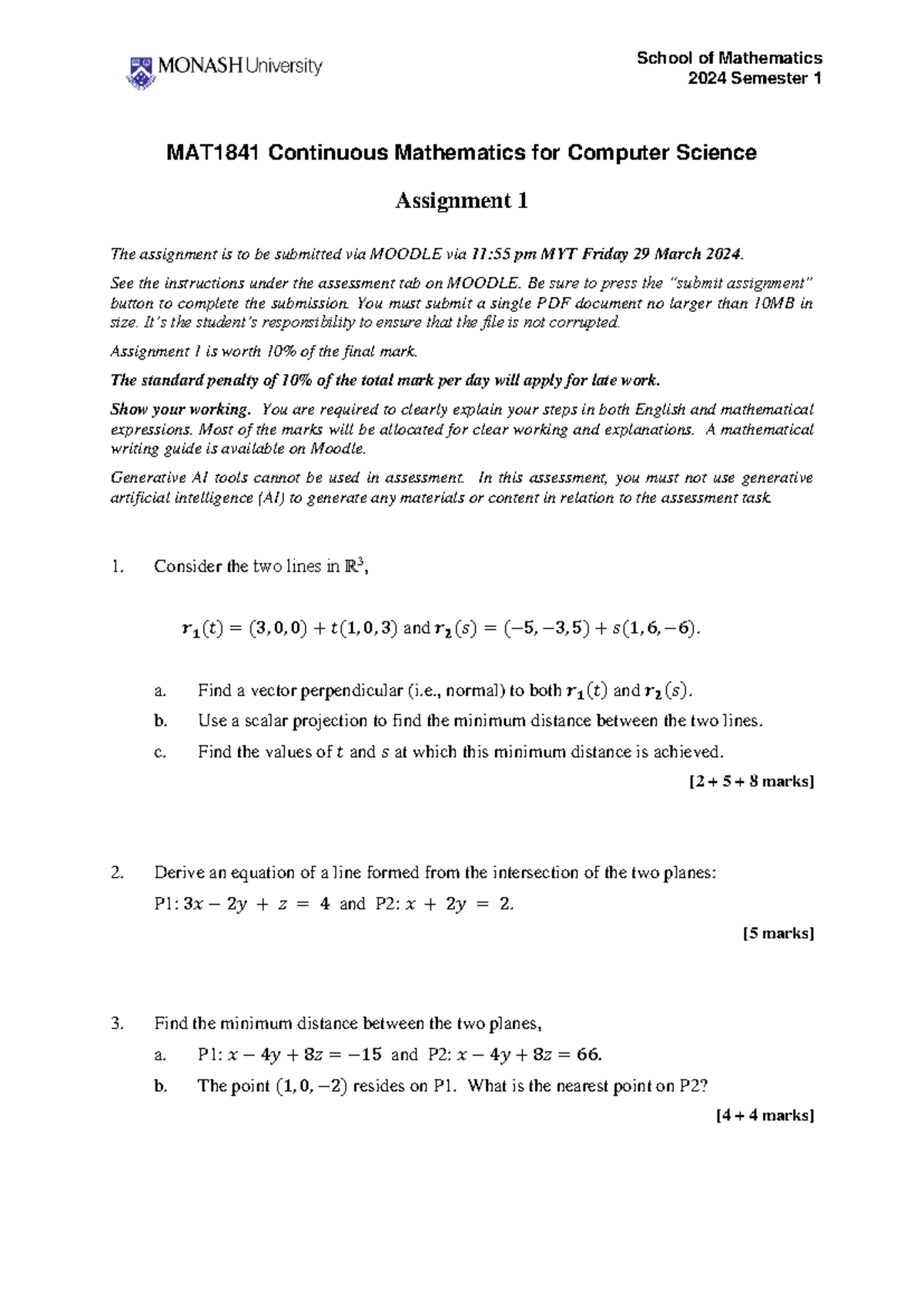 MAT1841 2024 1 Assignment 1 - MAT1841 Continuous Mathematics for ...