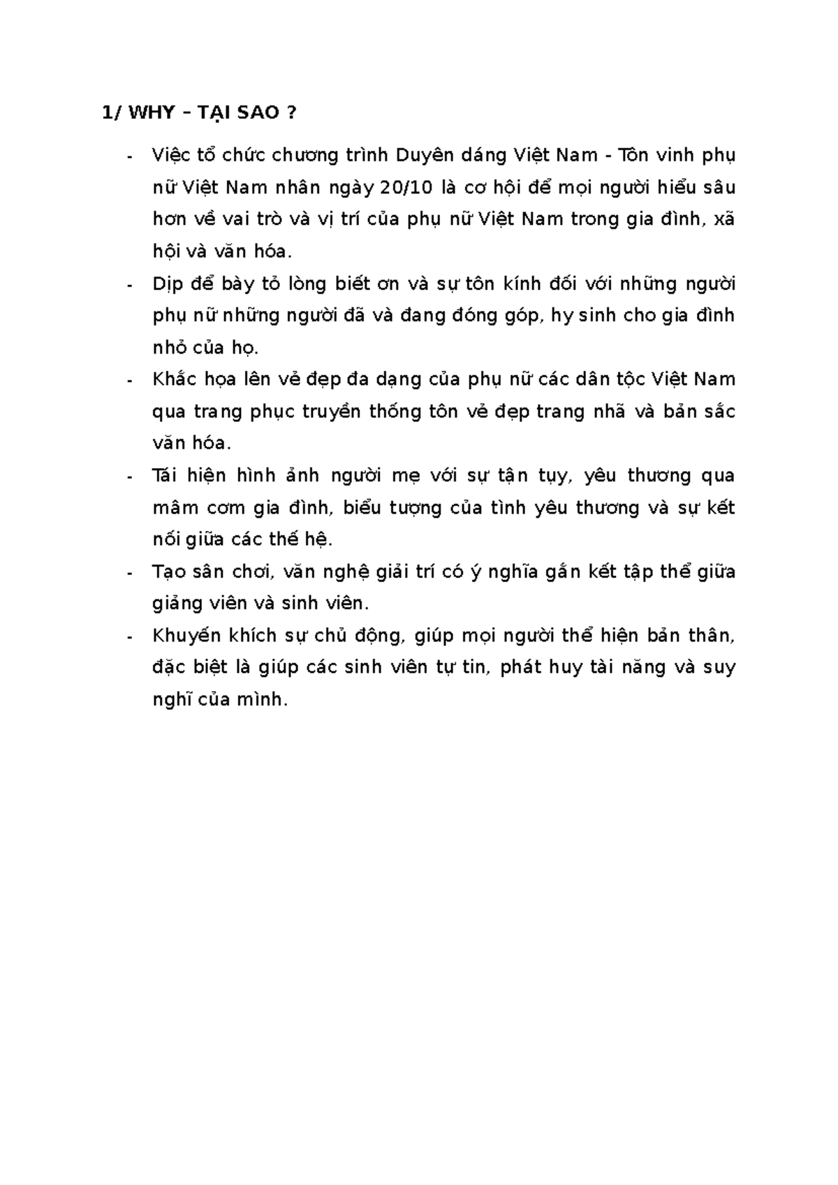 Why - knhn - 1/ WHY – TẠI SAO? Việc tổ chức chương trình Duyên dáng ...